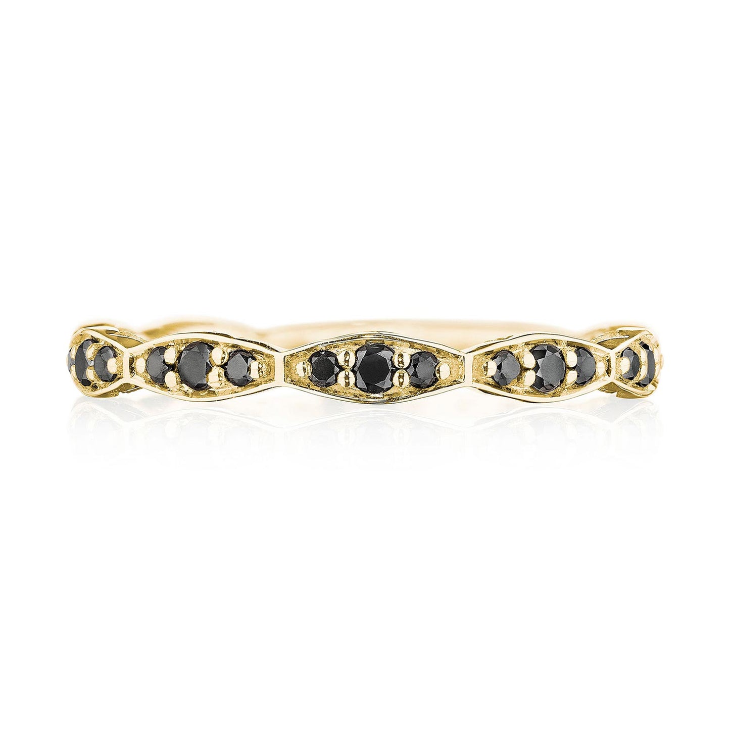 Marquise Design Wedding Band with Black Diamond