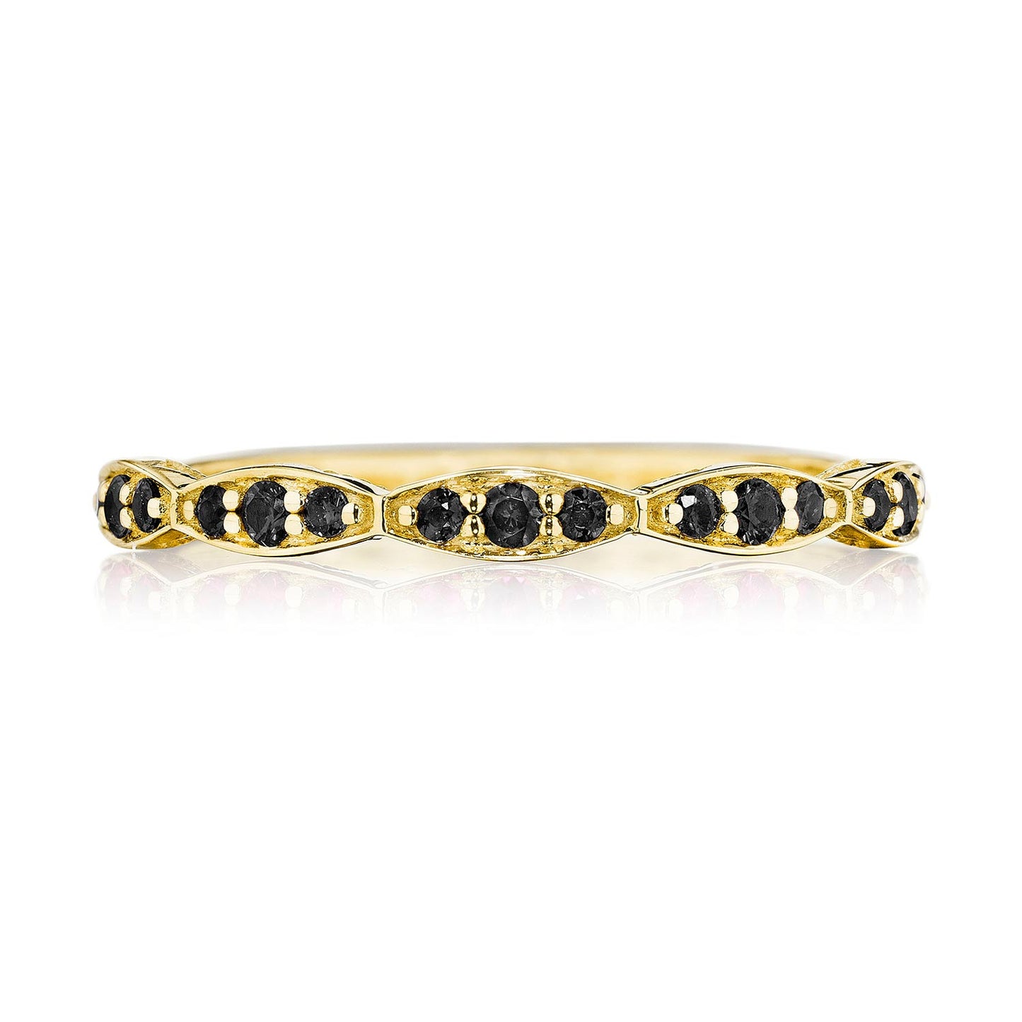 Marquise Design Wedding Band with Black Diamond