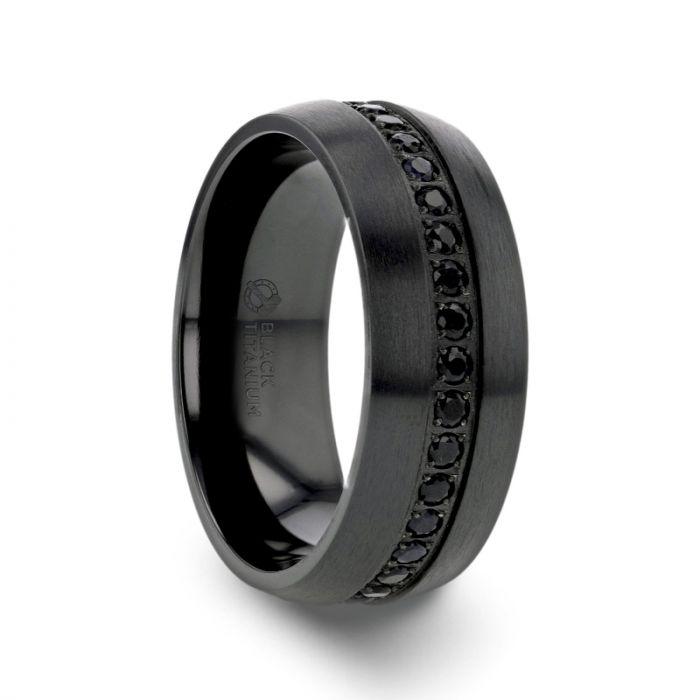 TALON Black Titanium Ring with Black Sapphires - 6mm - 8mm - Thorsten Rings