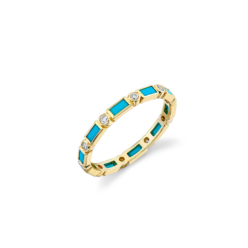 Gold & Gemstone Baguette and Bezel Eternity Ring