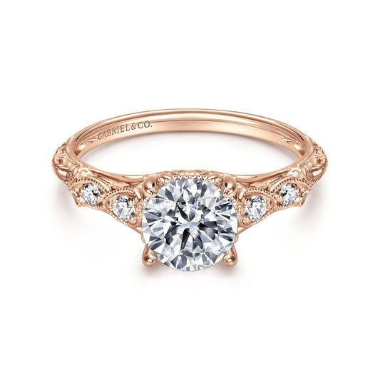 18K Rose Gold Round Diamond Engagement Ring
