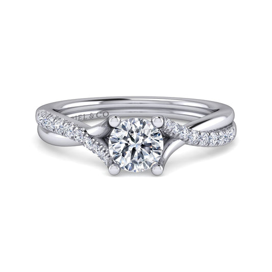 Platinum Round Diamond Twisted Shank Engagement Ring