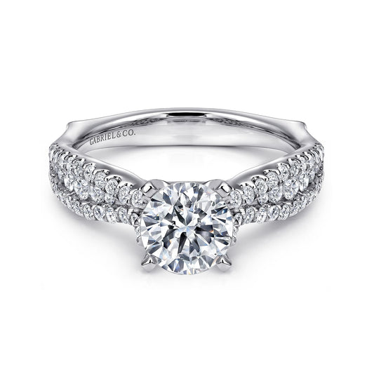 14K White Gold Round Diamond Engagement Ring