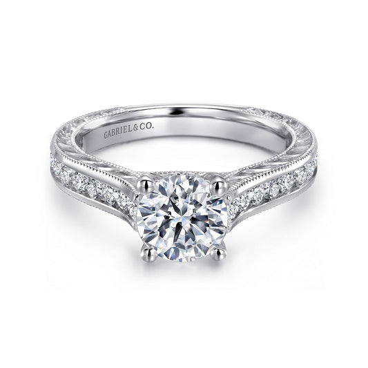 14K White Gold Round Diamond Channel Set Engagement Ring