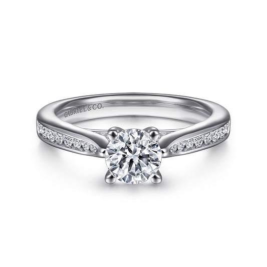 14K White Gold Round Diamond Channel Set Engagement Ring