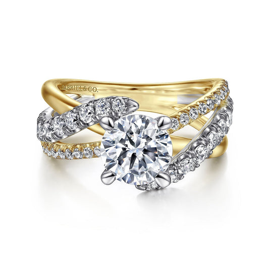 14K White-Yellow Gold Round Diamond Engagement Ring