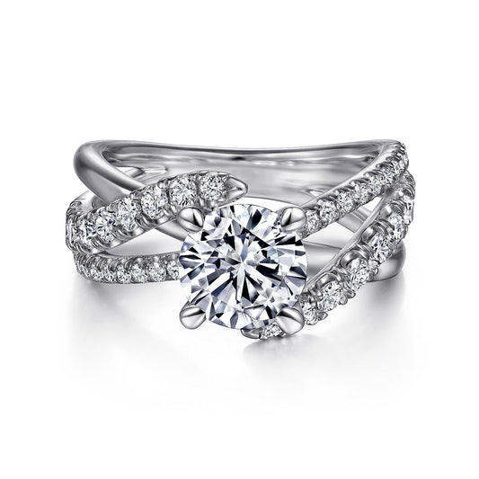 Platinum Round Free Form Diamond Engagement Ring