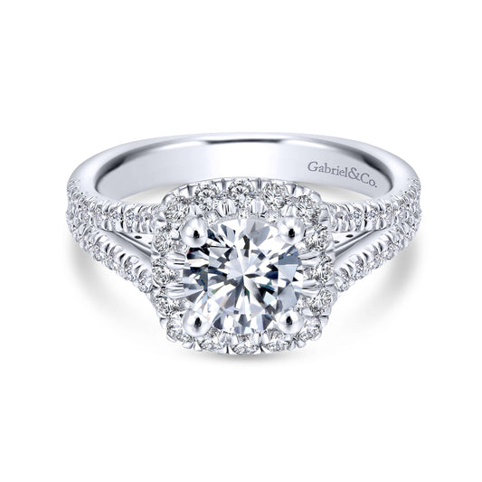 Platinum Round Halo Diamond Engagement Ring