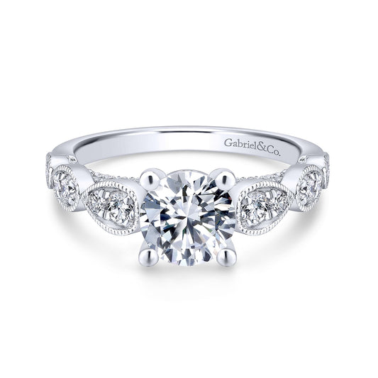 18K White Gold Round Diamond Engagement Ring