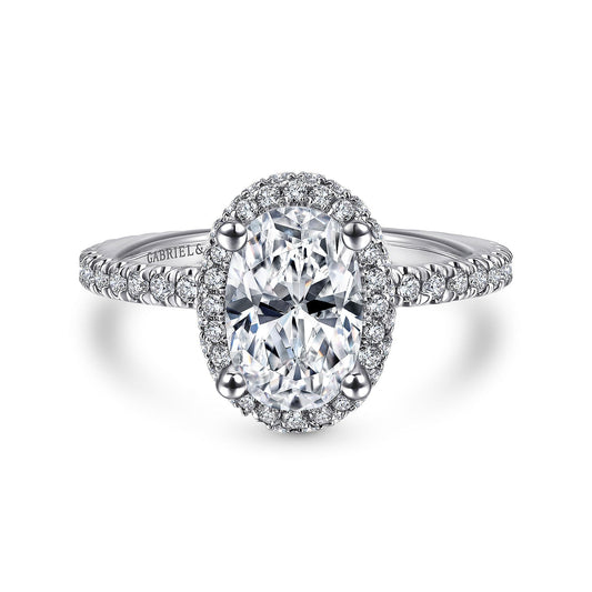 Platinum Oval Halo Diamond Engagement Ring