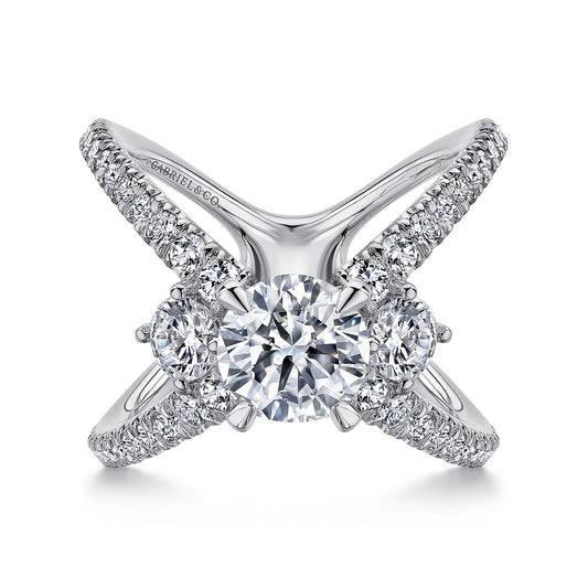 14K White Gold Round Diamond Engagement Ring