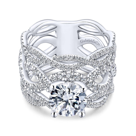 14K White Gold Round Diamond Engagement Ring
