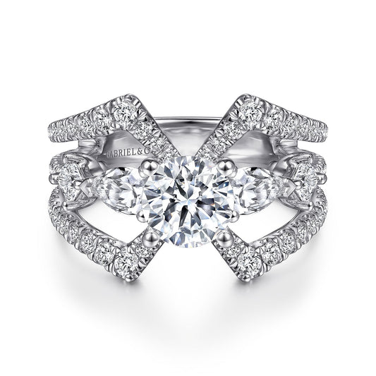 14K White Gold Round Diamond Engagement Ring