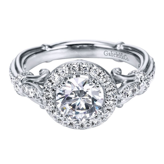 Platinum Round Halo Diamond Engagement Ring