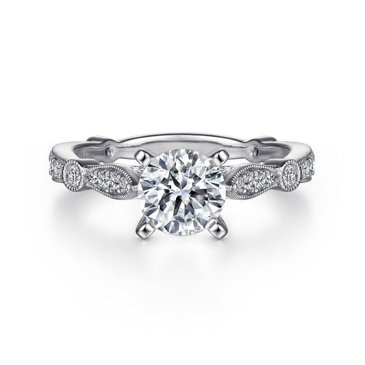 14K White Gold Round Diamond Engagement Ring