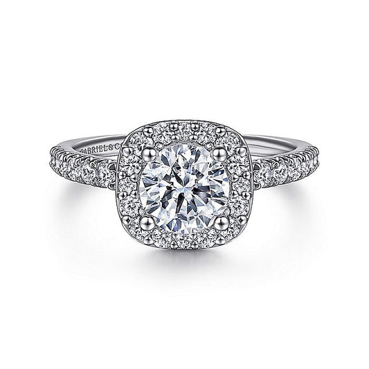Gabriel & Co. ER6872PT4JJ Platinum Cushion Halo Round Diamond Engagement Ring