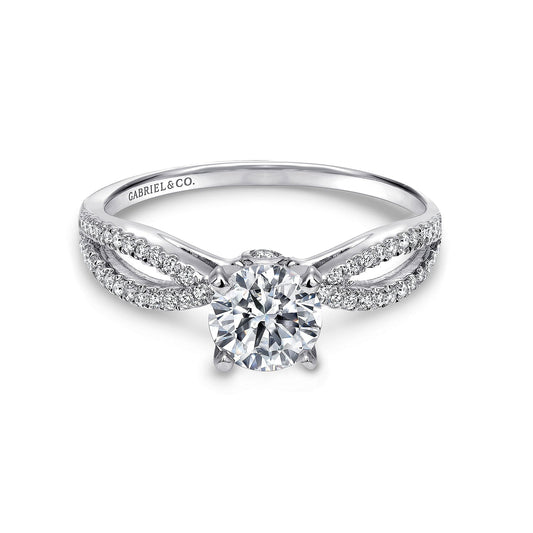 Platinum Round Split Shank Diamond Engagement Ring