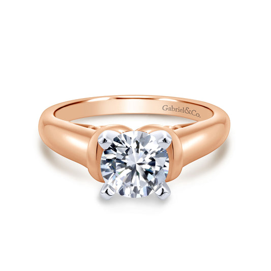 14K White-Rose Gold Round Diamond Engagement Ring