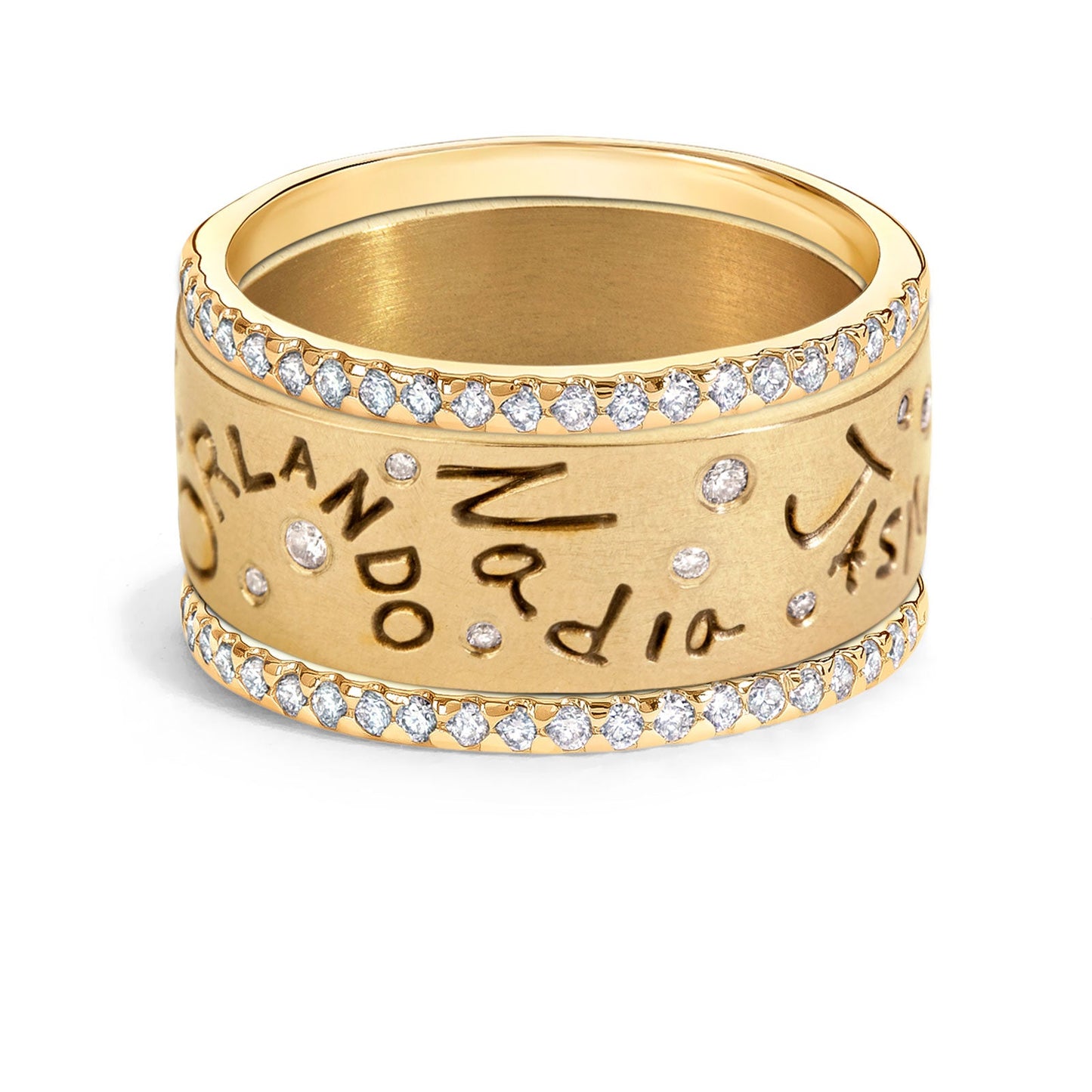 8mm Gold Family Forever Standard Ring & Small Pavé Stack
