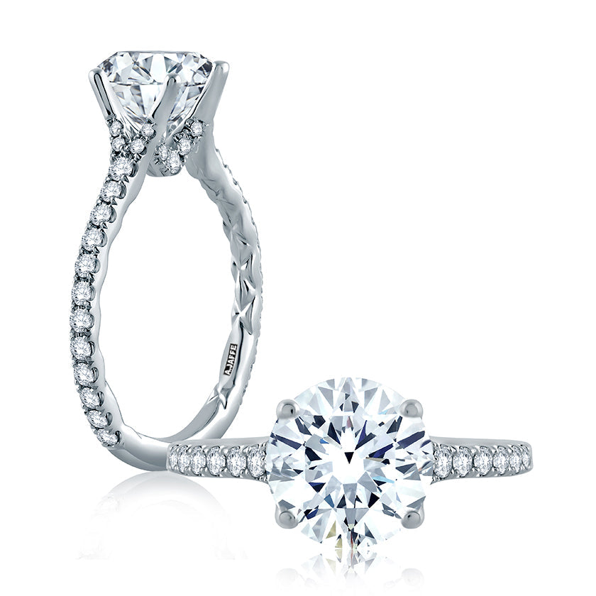 A.Jaffe Delicate Floating Gallery Round Diamond Quilted Engagement Ring ME2003QB/141
