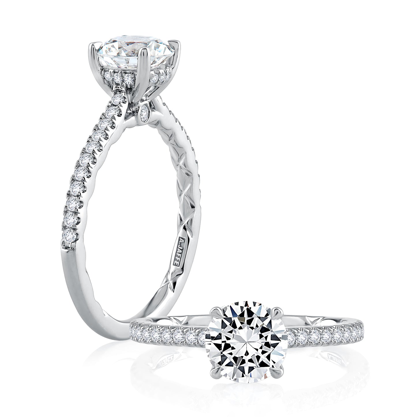 Four Prong Engagement Ring with Diamond Band ME2029Q/113