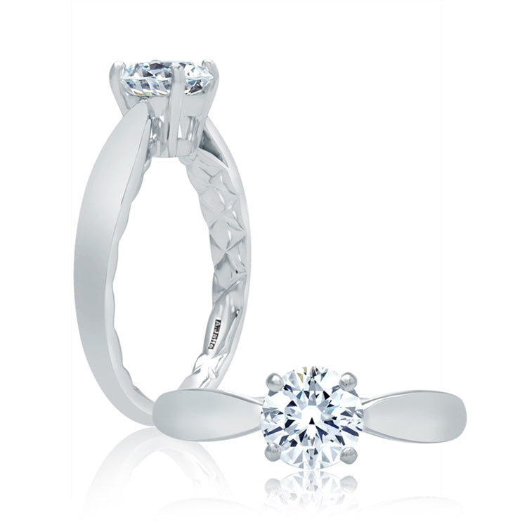 A.Jaffe Tapered Shank Solitaire Diamond Quilted Engagement Ring ME2043Q/100