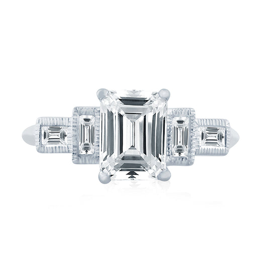 A.Jaffe Emerald Cut Modern Vintage Diamond Quilted Engagement Ring ME2110Q/171