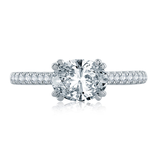 A.Jaffe East/West Oval Cut Pavé Diamond Quilted Engagement Ring ME2142Q/184