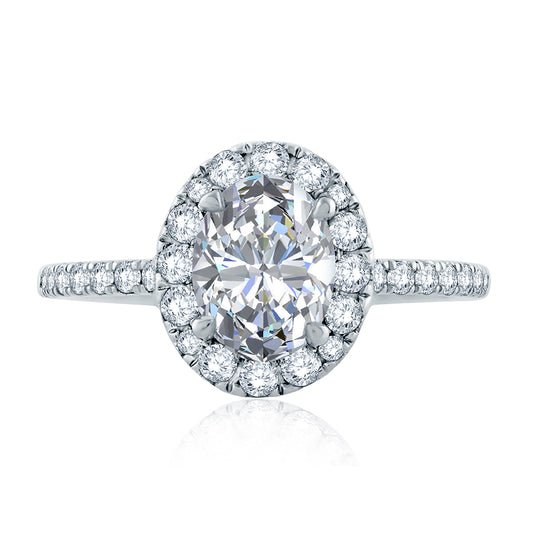A.Jaffe Oval Halo with Belted Gallery Detail Quilted Diamond Engagement Ring ME2168Q/205