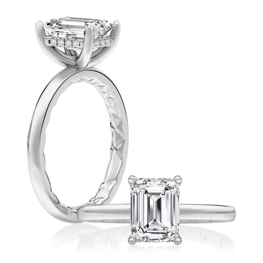 Three-Row Emerald Cut Center Diamond Engagement Ring MECEC2959Q/157