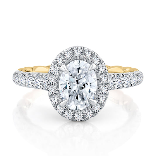 A.Jaffe Modern Royals Posh Halo Oval Diamond Quilted Engagement Ring MECOV2500Q/214