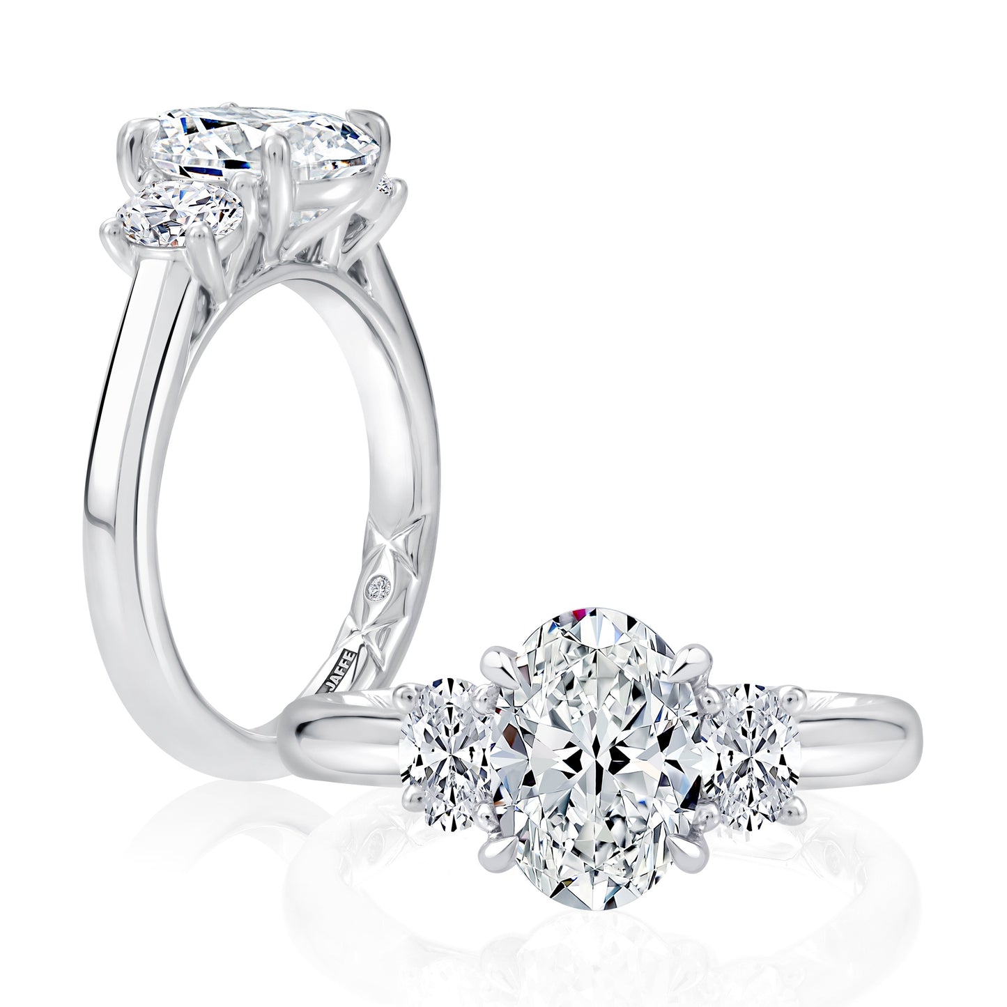 Classic Trellis Three Stone Round Diamond Engagement Ring MECOV2718LB/265B