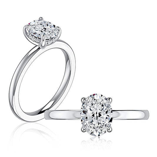 Round Classic flat profile plain solitaire with diamond under halo non cathedral/Hidden MECOV2877B/206B