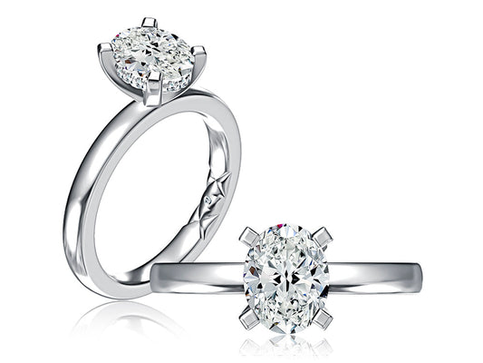 Round Classic flat profile plain solitaire with diamond under halo non cathedral/Hidden MECOV2877BL/207B