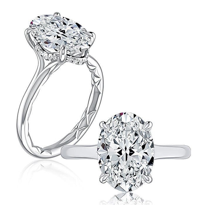 Solitaire Oval Diamond Engagement Ring with Quilts® Interior MECOV3052Q/409B