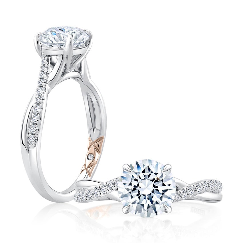 Round Cut Diamond Split Shank Crossover Engagement Ring MECRD2545/142