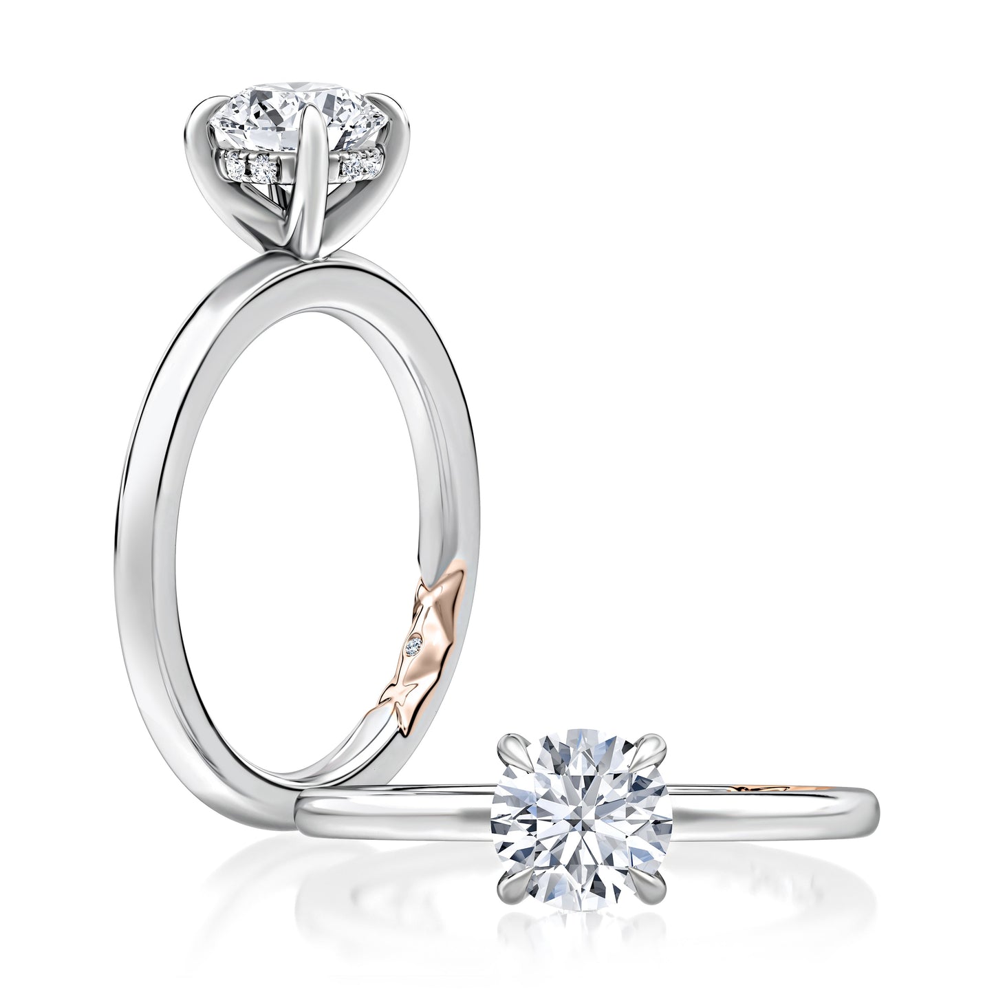 Classic Solitaire Round Center Diamond EngagEment Ring with Hidden Halo and Petite Quiltsâ„¢ MECRD2877BL/105