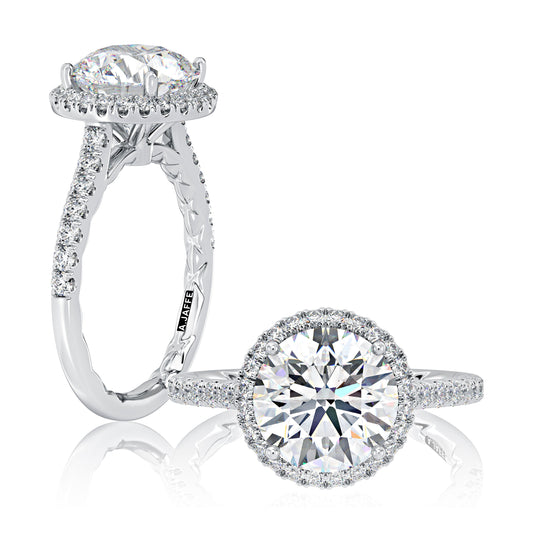 Classic Round Center Diamond Engagement Ring with a Round Shaped Diamond Halo MECRD2920Q/292