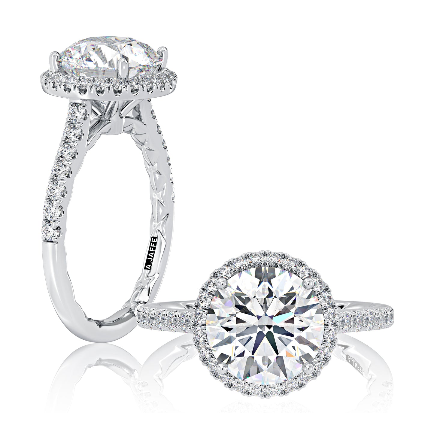 Classic Round Center Diamond Engagement Ring with a Round Shaped Diamond Halo MECRD2920Q/240