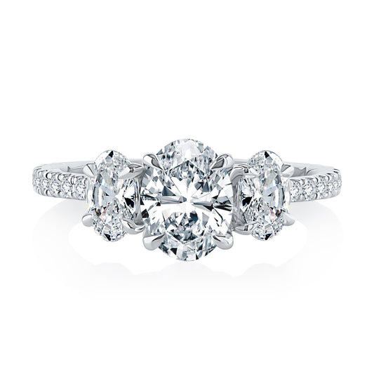 A.Jaffe Three Stone Oval Diamond Quilted Engagement Ring MECXOV2377Q/284