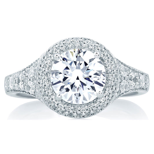 A.Jaffe Pavé Deco Double Round Halo Diamond Engagement Ring MES640/214