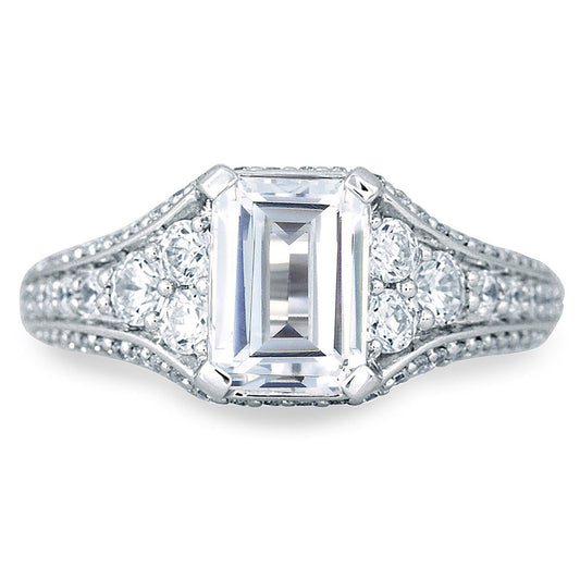 A.Jaffe Vintage Emerald Center Diamond Engagement Ring MES693/272