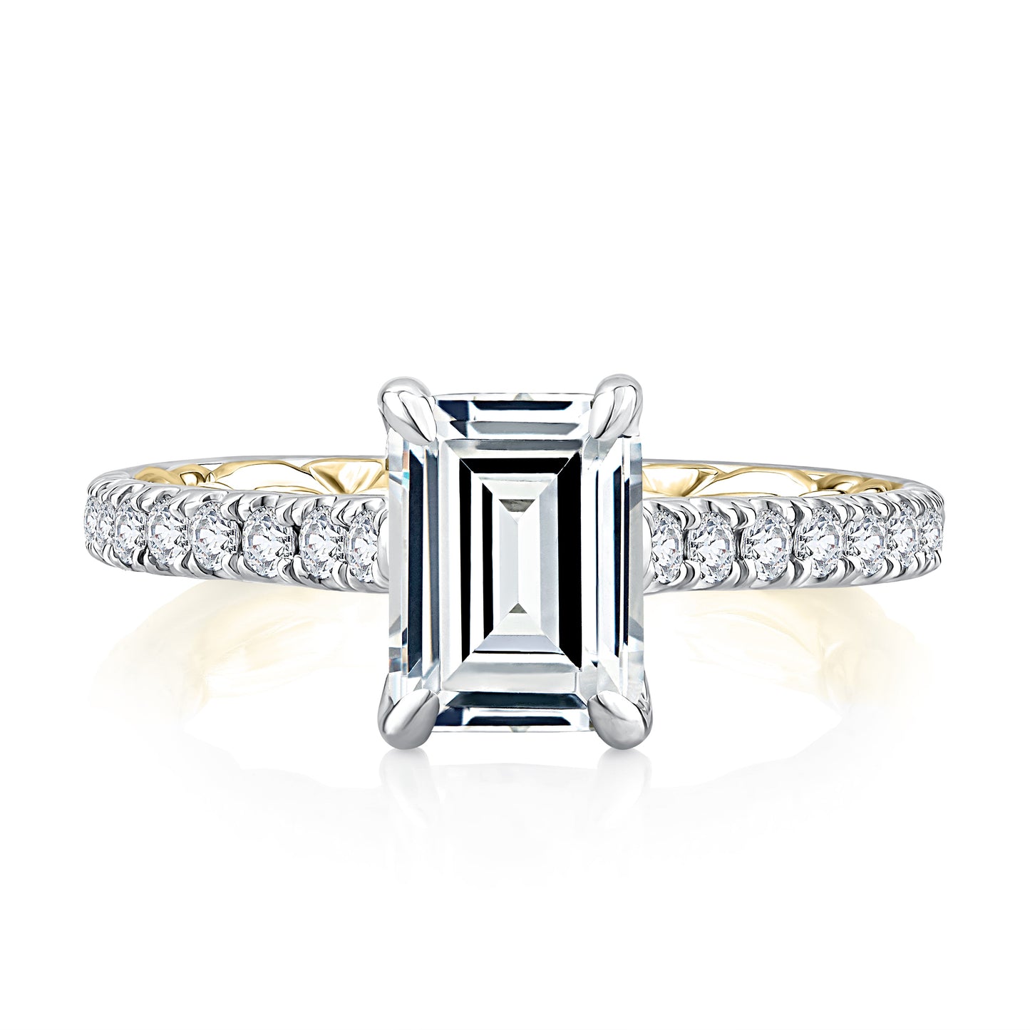 A.Jaffe Modern Royals Empire Emerald Diamond Quilted Engagement Ring MESEC2505Q/199