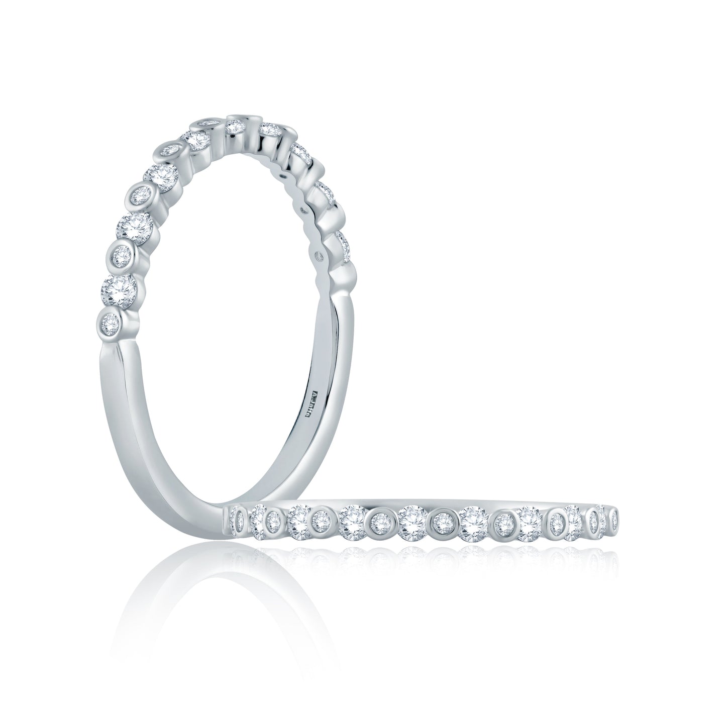 Alternating Bezel Set Half Circle Stackable Band WR1057/28