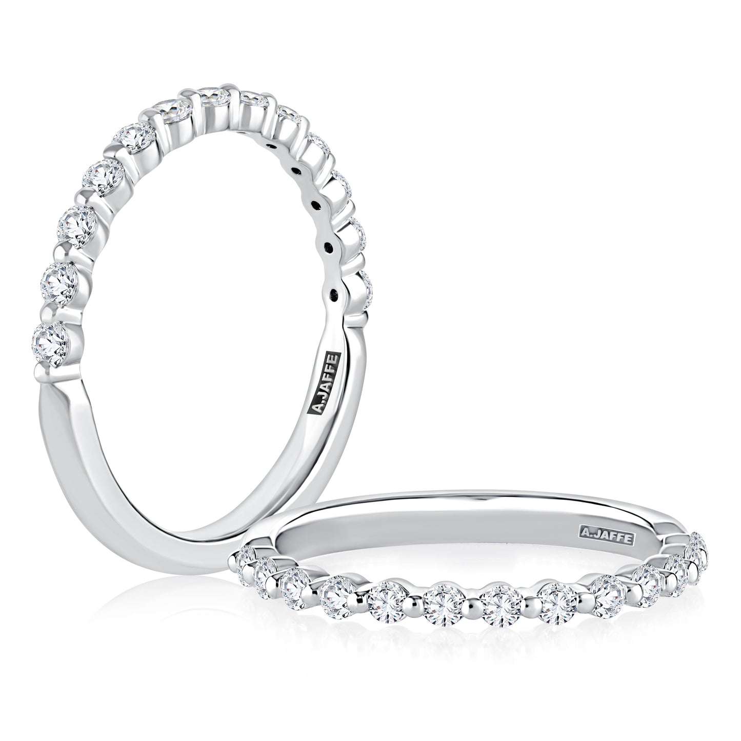 Delicate Shared Single Prong Halfway Diamond Wedding Band WRRDK1243H/39
