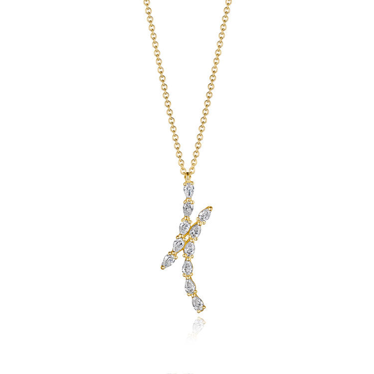 Pear Diamond Pendant in 18k Yellow Gold