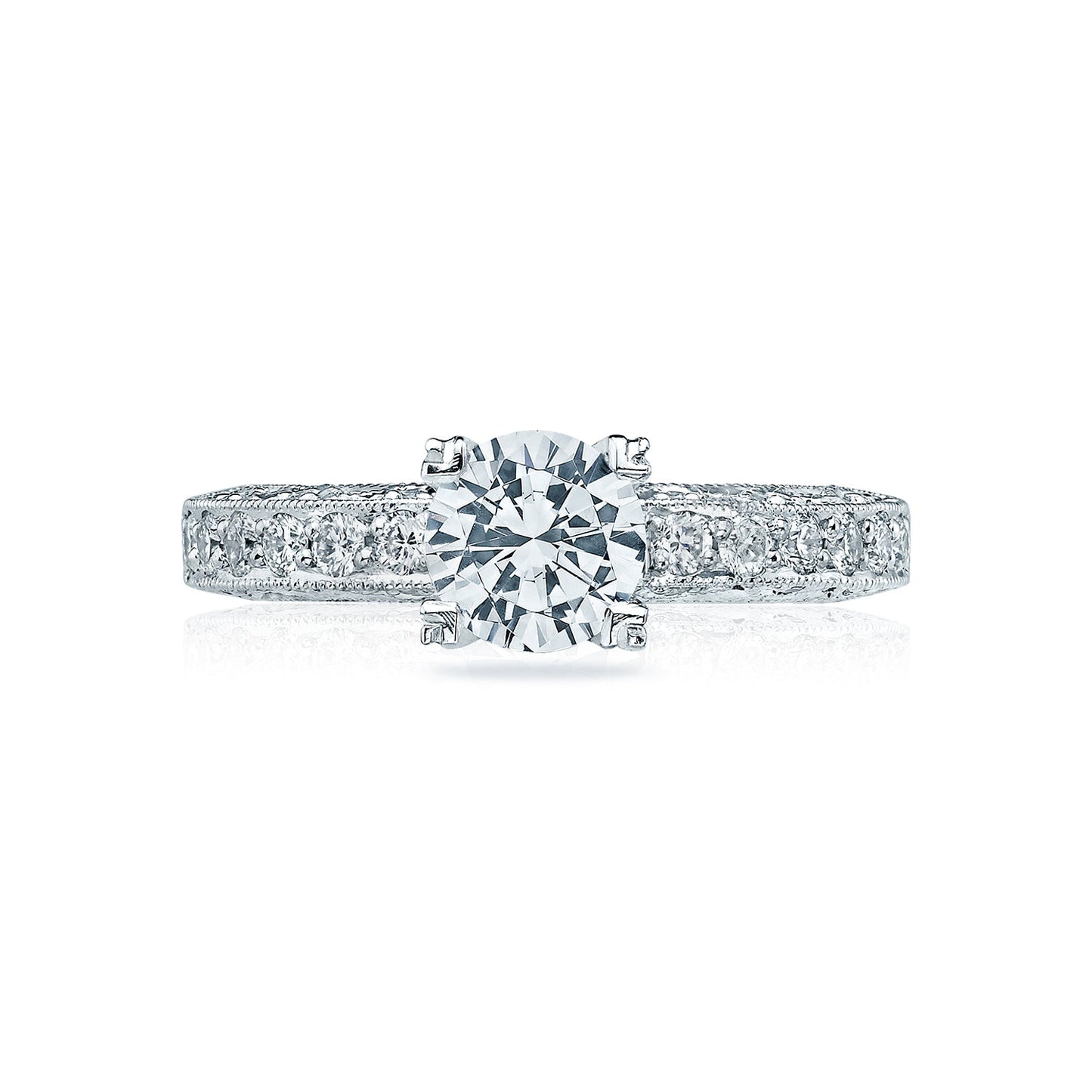 Tacori Platinum Classic Crescent Round Diamond Engagement Ring Setting (0.4 CTW)