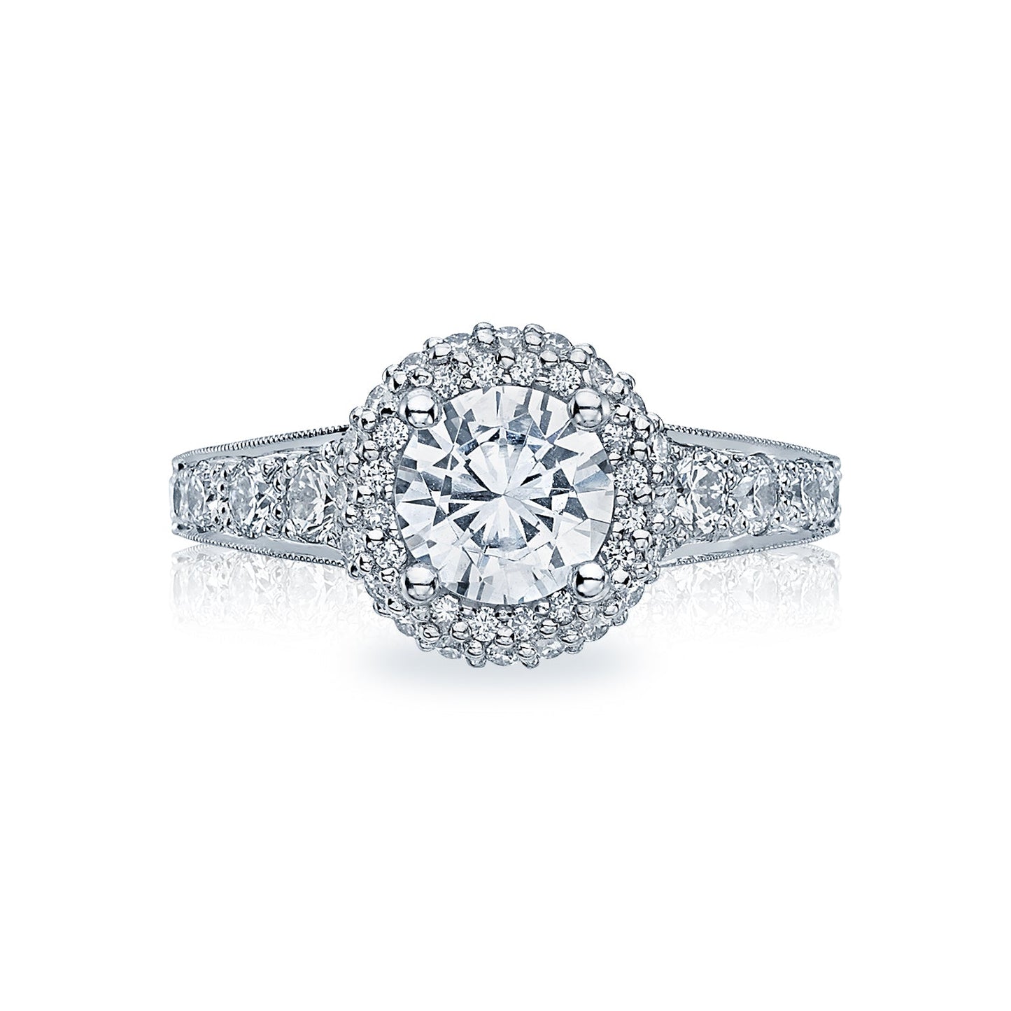 Tacori 18k White Gold Blooming Beauties White Gold Round Diamond Engagement Ring Setting (0.81 CTW)