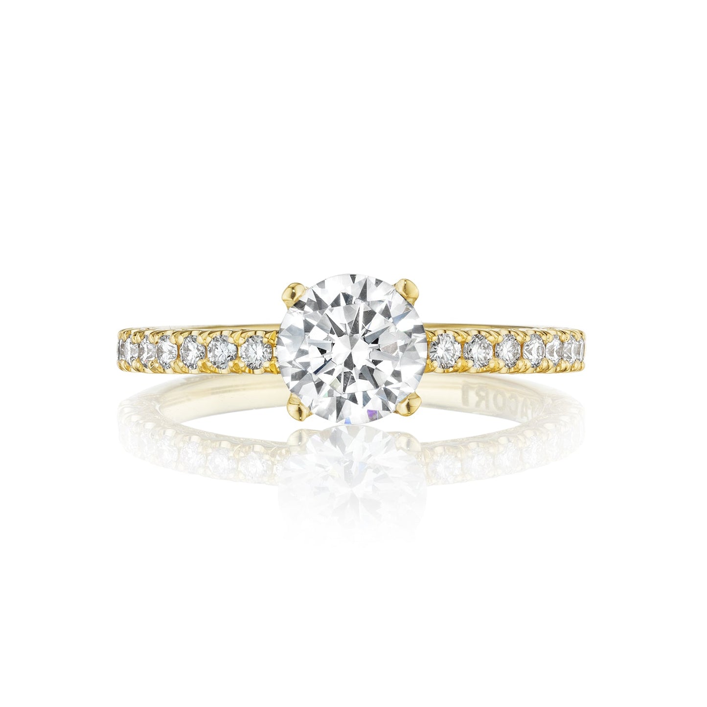 Tacori 18k Yellow Gold Petite Crescent Round Diamond Engagement Ring Setting (0.34 CTW)