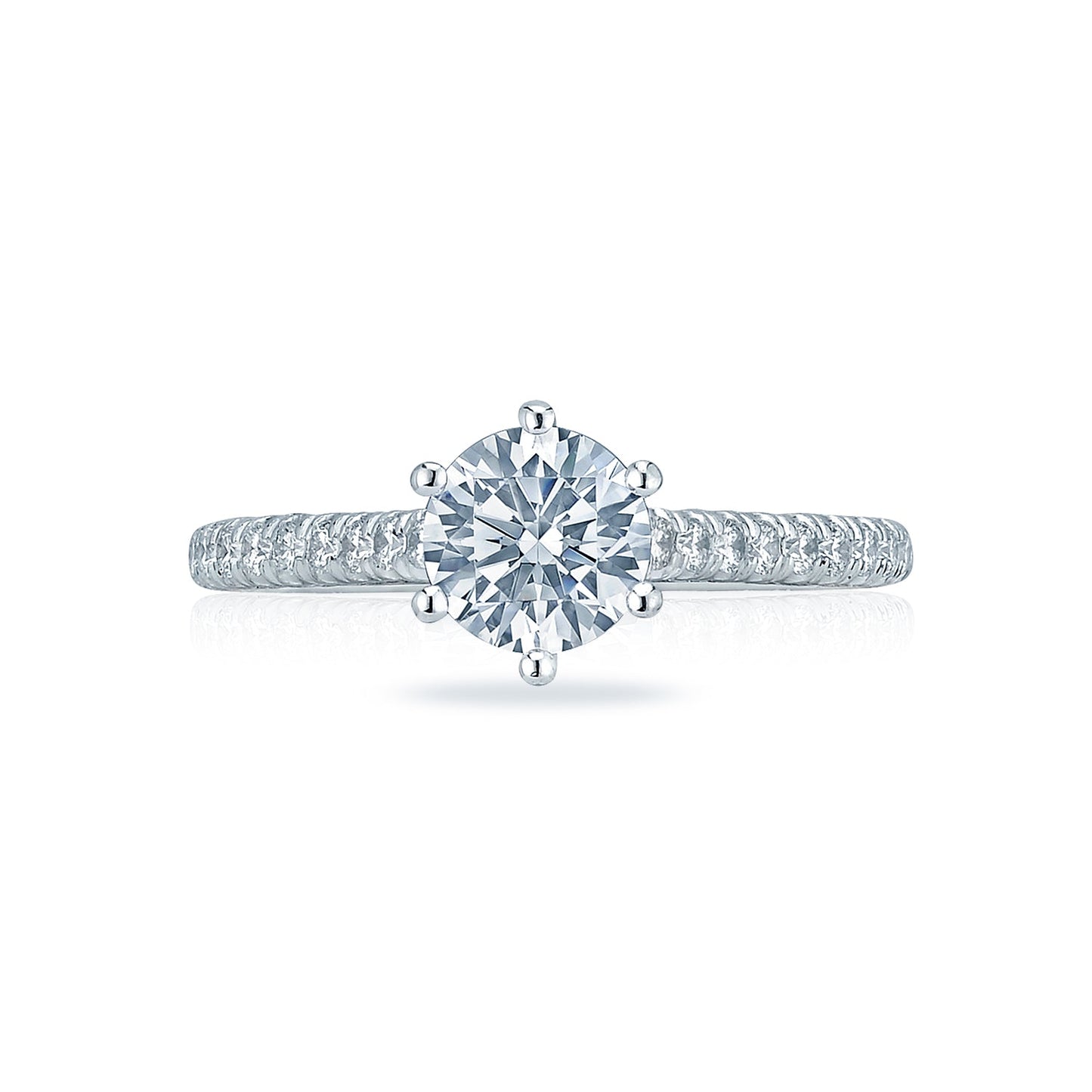 Tacori 18k White Gold Petite Crescent Round Diamond Engagement Ring Setting (0.43 CTW)